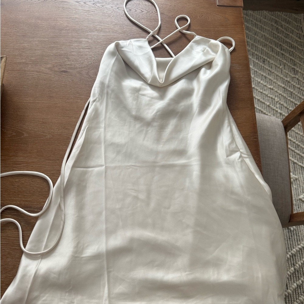 Le Lis Cream Satin Strappy Dress
